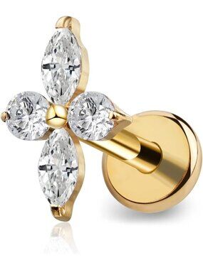 16G Titanium Flatback Stud Earring for Tragus, Helix, Conch - 6mm & 8mm Options